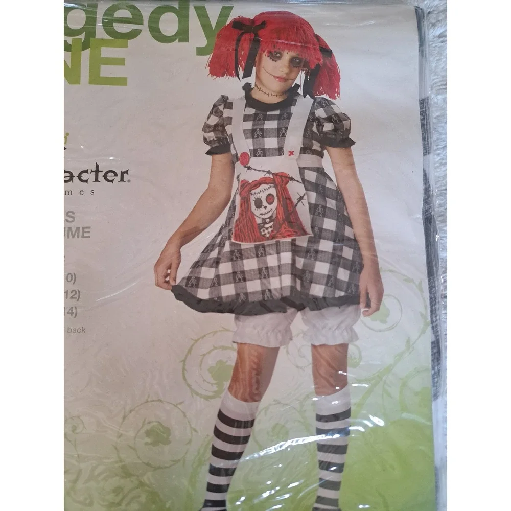 InCharacter Tragedy Raggedy Anne Girls Costume Gothic Gingham Large 12-14 NEW